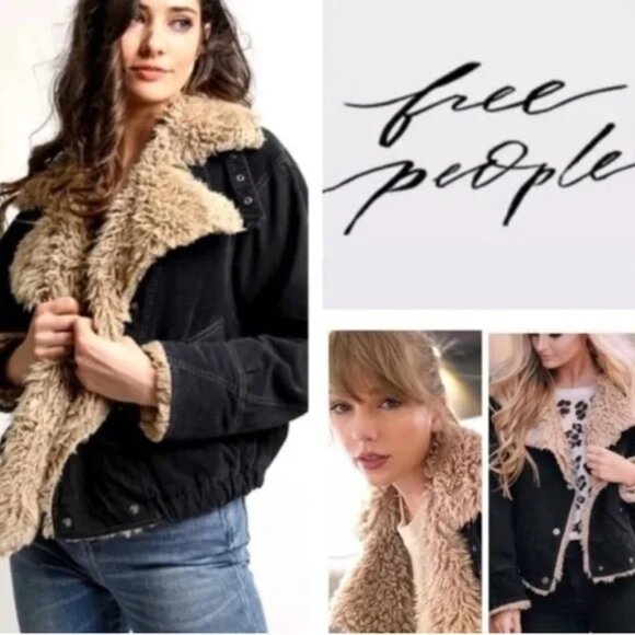 Free People Black Owen’s Sherpa Jacket - XS  as seen on Taylor Swift - Picture 11 of 12